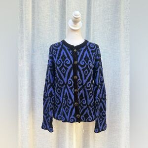 1990 LAN KNITs of Vermont purple black scroll button down  cardigan